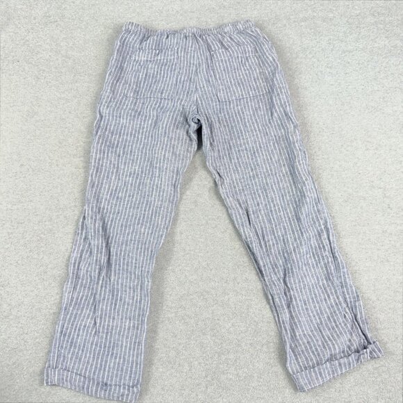 Roots Women’s S/P Striped Linen Drawstring Pants -Lt. Blue Pinstripe Relaxed Fit - Picture 2 of 11